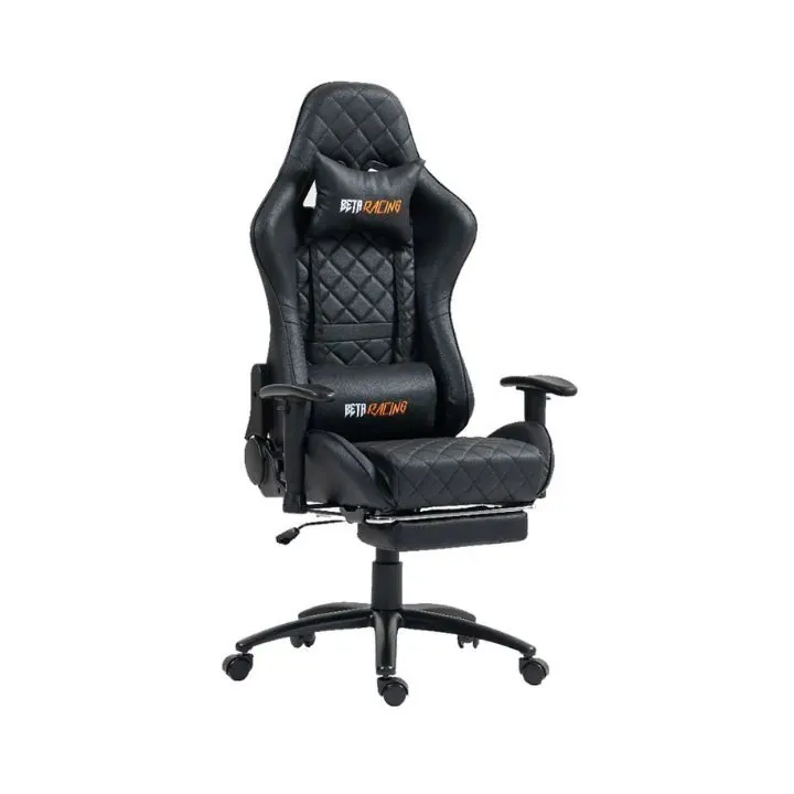 كرسي ألعاب بيتا ريسنغ أسود مع مسند قدم Beta Racing Gaming Chair Black with Footrest